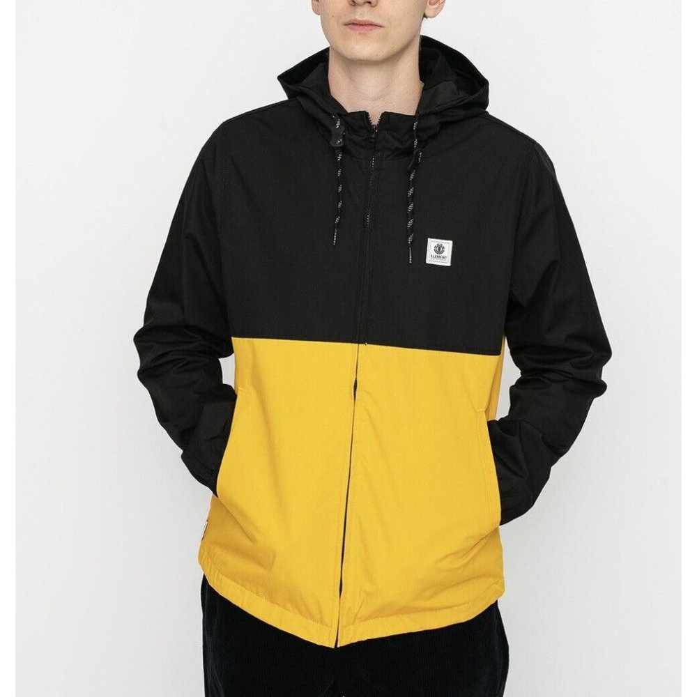 Element Men’s Alder Two Tones Jacket Hooded Black-Yellow Size L